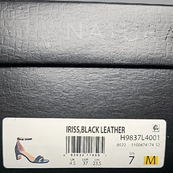 NWOT 27 Edit Naturalizer Iriss Heel Sandal Ankle Strap Square Leather Black 7