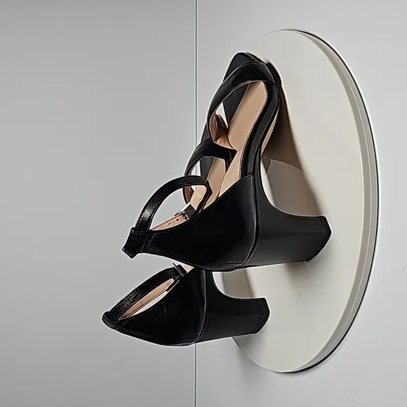 NWOT 27 Edit Naturalizer Iriss Heel Sandal Ankle Strap Square Leather Black 7