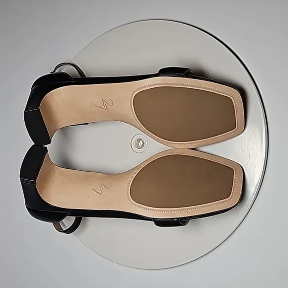 NWOT 27 Edit Naturalizer Iriss Heel Sandal Ankle Strap Square Leather Black 7