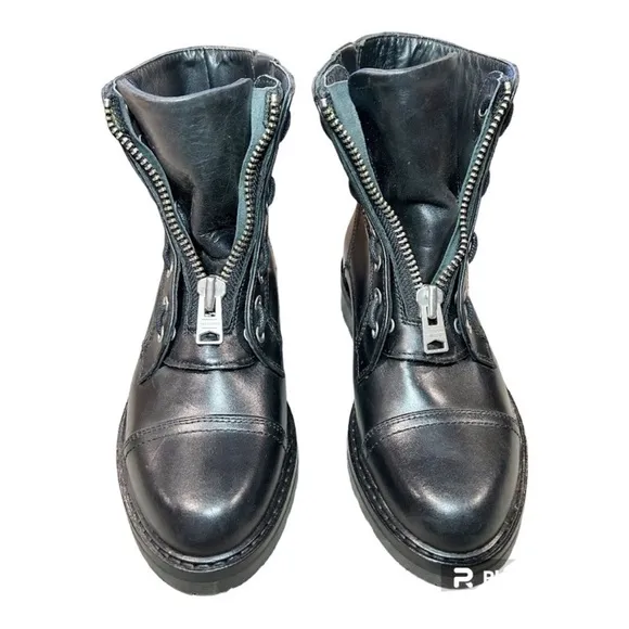 NWOT ALL SAINTS Alaria Combat Boots Black Leather Size EU 36