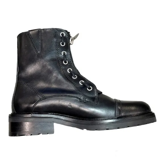 NWOT ALL SAINTS Alaria Combat Boots Black Leather Size EU 36