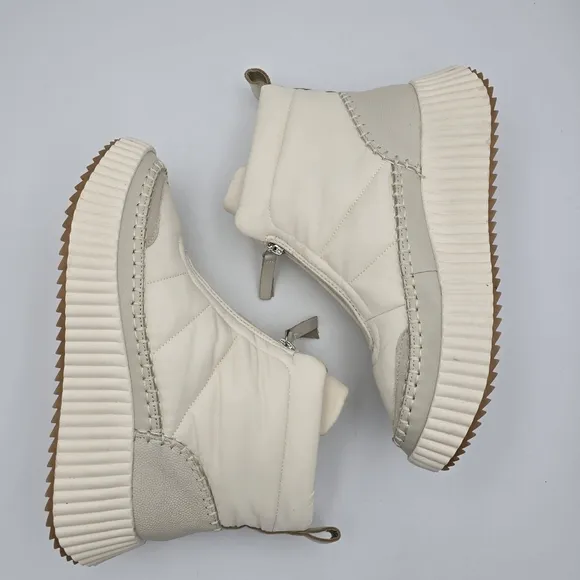 NWOT Dolce Vita Devlin Platform Zip-Up Sneakers, Ivory Nylon, Women's 8.5