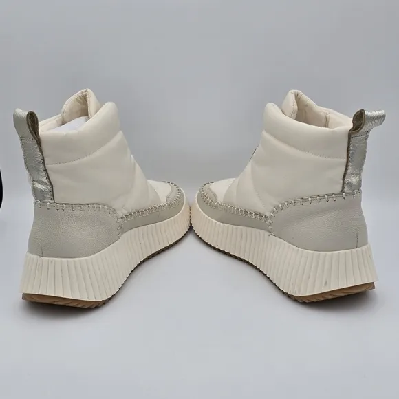 NWOT Dolce Vita Devlin Platform Zip-Up Sneakers, Ivory Nylon, Women's 8.5
