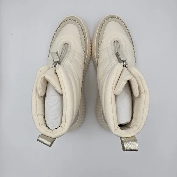 NWOT Dolce Vita Devlin Platform Zip-Up Sneakers, Ivory Nylon, Women's 8.5