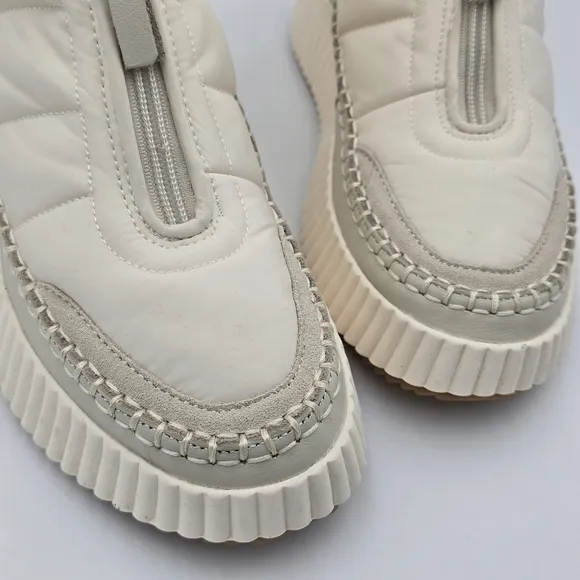 NWOT Dolce Vita Devlin Platform Zip-Up Sneakers, Ivory Nylon, Women's 8.5