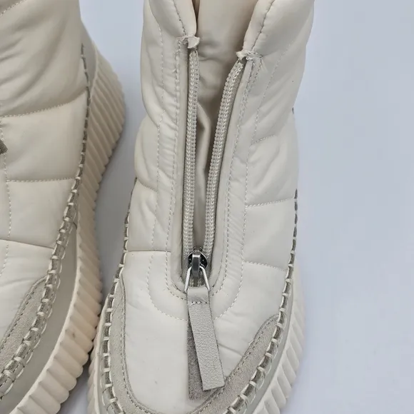NWOT Dolce Vita Devlin Platform Zip-Up Sneakers, Ivory Nylon, Women's 8.5