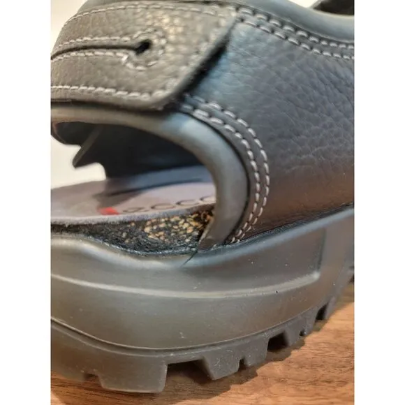 NWOT Ecco Yucatán Sandals Leather Black Adjustable Strap Men’s Sz 48 US14-14.5