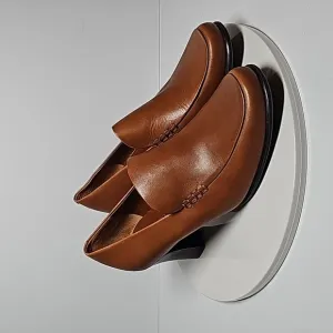 NWOT Franco Sarto Nolan Pump Loafers Slip-On Stacked Block Heel Leather Brown 8