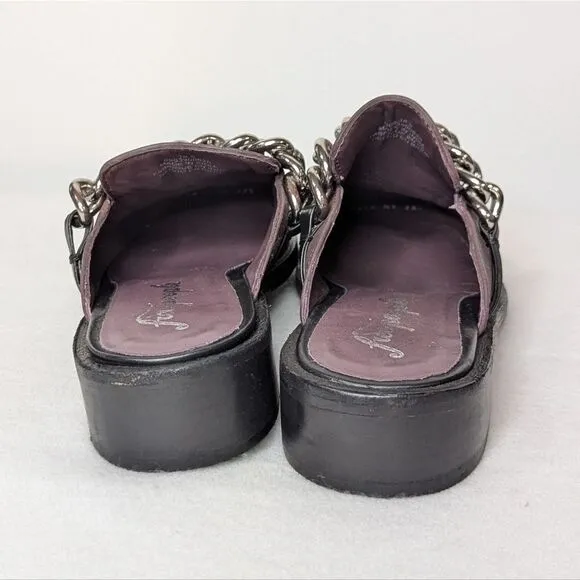 NWOT Free People Vida Almond Toe Chain Detail Slip On Mule Loafers Fig 38.5 US 8