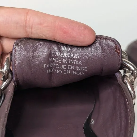 NWOT Free People Vida Almond Toe Chain Detail Slip On Mule Loafers Fig 38.5 US 8