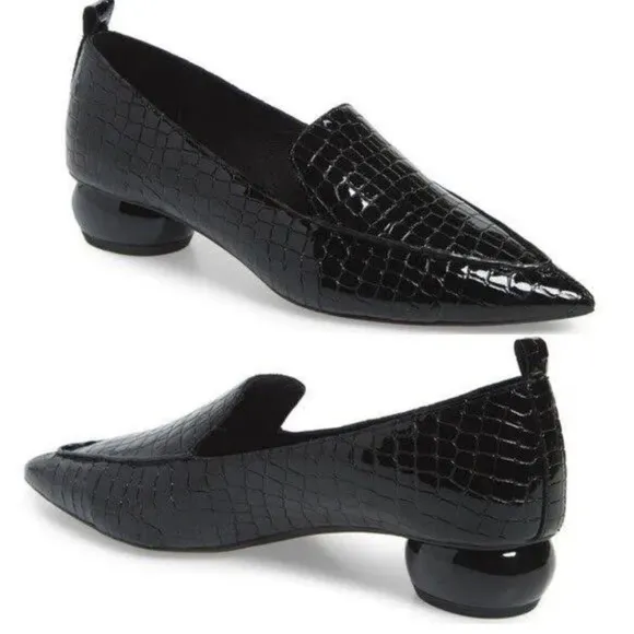 NWOT Jeffrey Campbell Viona flats black  patent Croc  Flats Slip On 7.5