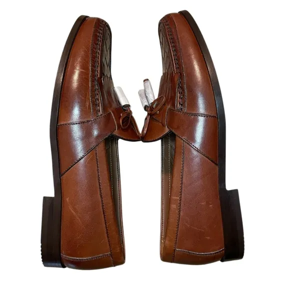 NWOT Johnston &amp; Murphy Men’s Brown Woven Hayes Tassel Loafers