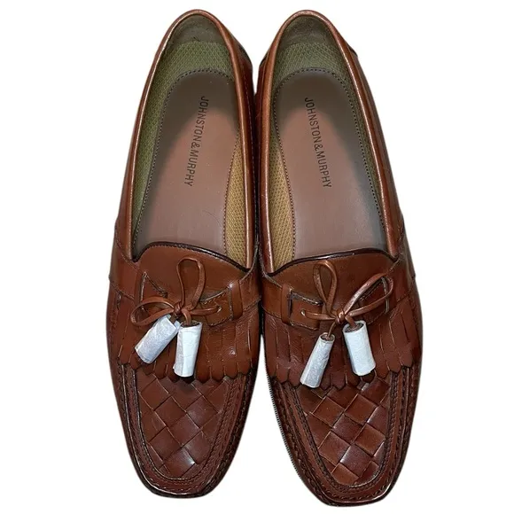 NWOT Johnston &amp; Murphy Men’s Brown Woven Hayes Tassel Loafers