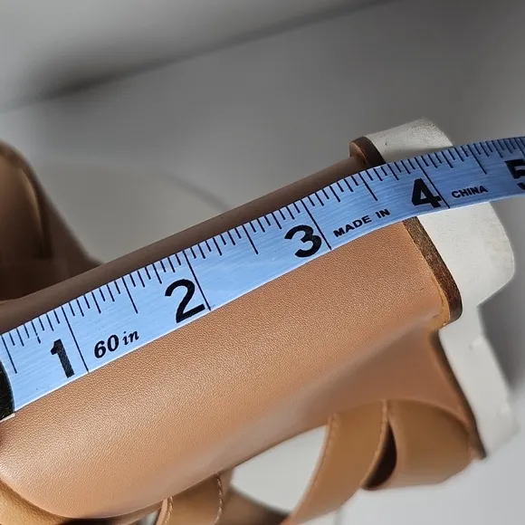 NWOT Linea Paolo High Wedge Sandals Slingback Adjustable Ankle Strap Tan 10