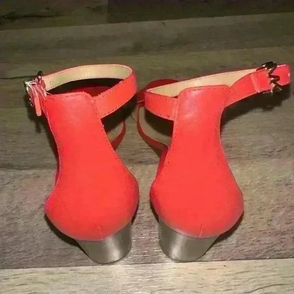 NWOT Michael Kors Fiona wedge ORANGE ankle strap size 7.5 M