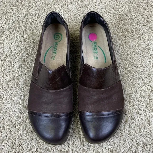 NWOT Naot brown leather Koru Miro slip on flats sz 40