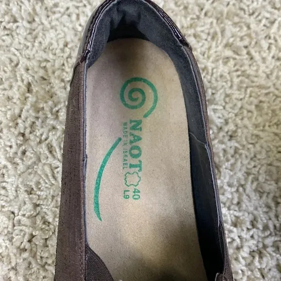NWOT Naot brown leather Koru Miro slip on flats sz 40