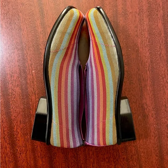 NWOT San Miguel Elastic Multicolor Striped Square Toe Women’s Flats Loafers