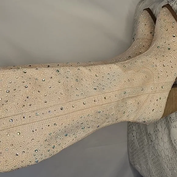 NWOT Southern Fried Chics Knee High Rhinestone Western Cowgirl Boots Sz 8.5