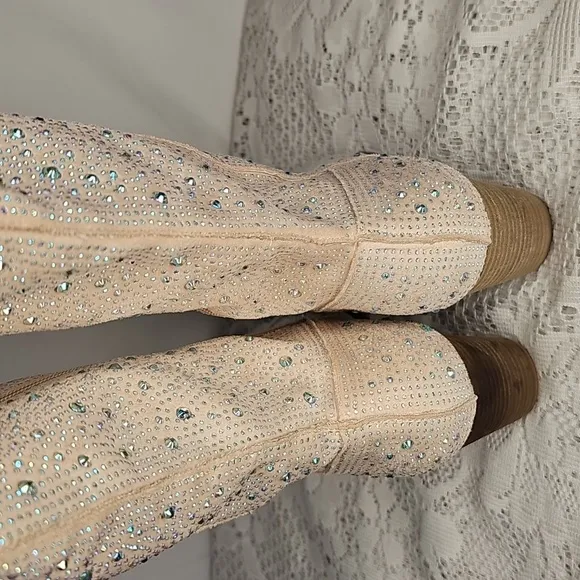 NWOT Southern Fried Chics Knee High Rhinestone Western Cowgirl Boots Sz 8.5