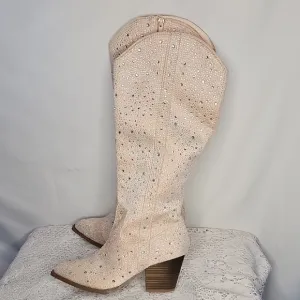 NWOT Southern Fried Chics Knee High Rhinestone Western Cowgirl Boots Sz 8.5