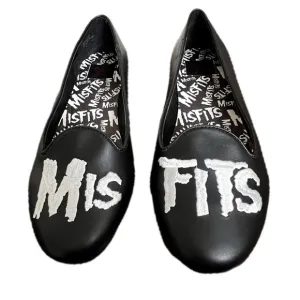 NWOT STRANGE CULT x MISFITS band Lydia slip on Flats black &amp; white goth punk  10