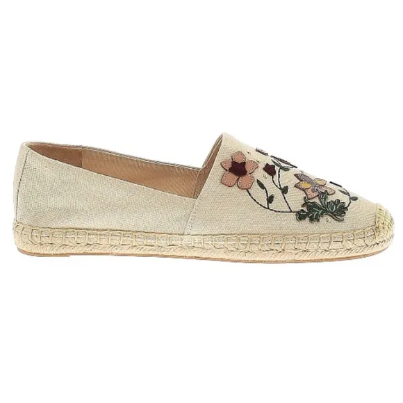 NWOT Tory Burch Cream and Brown Espadrilles with Woven Toe.Size 8M. Never worn.