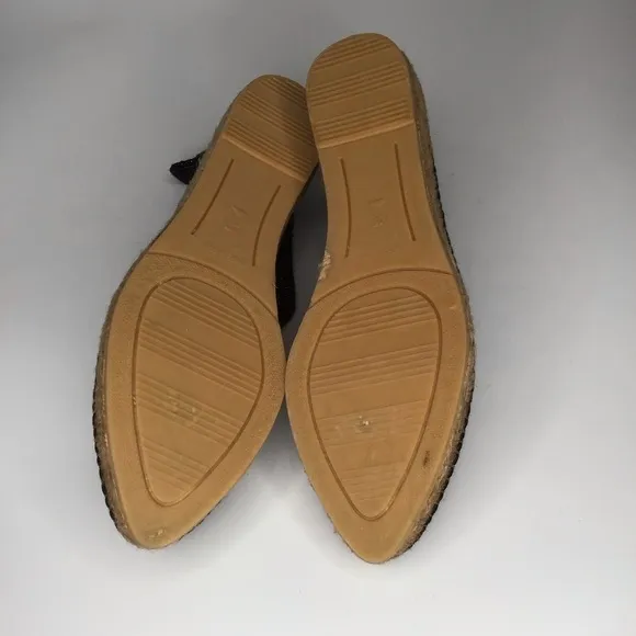 NWOT VISCATA BARCELONA Black Sheen Palafrugell Linen Espadrille Flats.