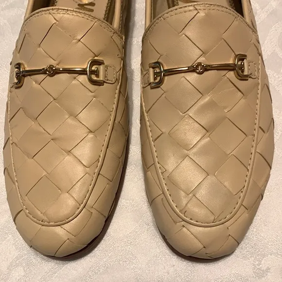 NWOT/NWOB SAM EDELMAN LORAINE WOVEN TAILORED LOAFERS IN EGGSHELL SIZE 8M