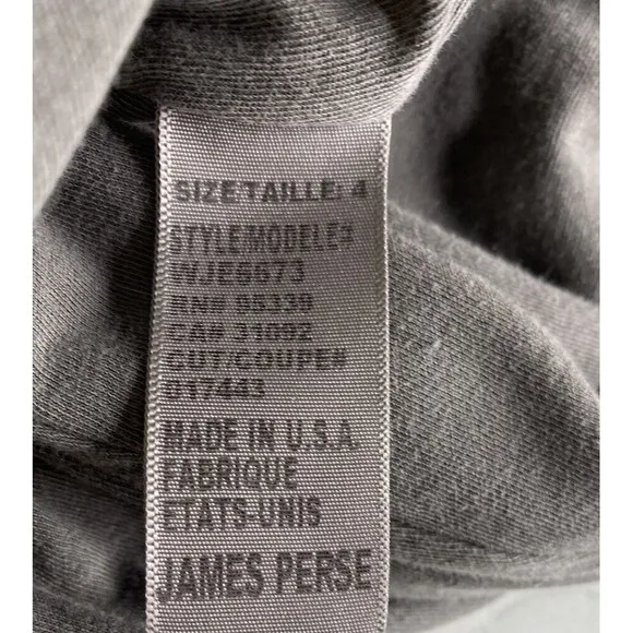 NWT $189 James Perse Standard SIZE 4/XL Gray Boat Neck Dress  Long Sleeve RUCHED
