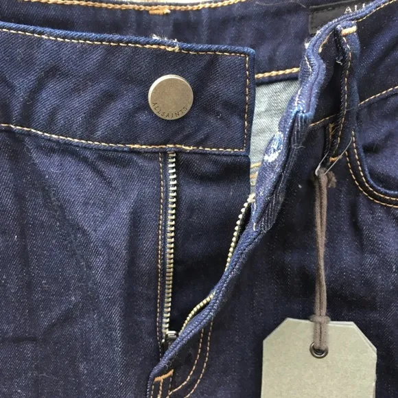 NWT All Saints Ace Denim Mini Skirt Cotton Dark Indigo Blue 6