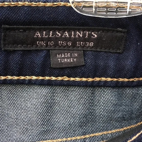 NWT All Saints Ace Denim Mini Skirt Cotton Dark Indigo Blue 6