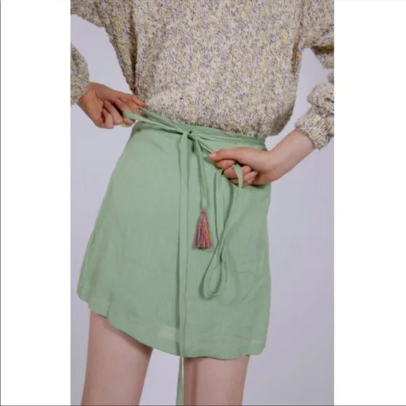 NWT all Things Mochi Wrap Linen Skirt