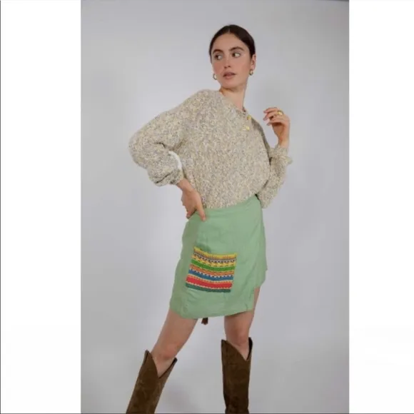 NWT all Things Mochi Wrap Linen Skirt