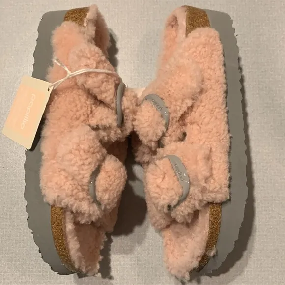 NWT Birkenstock Papilio Arizona Big Buckle Shearling Sandals Size US 8/EU 39