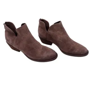 NWT Born Shari Bootie Ankle Boots Sz 8M Brown Suede Leather Stacked Heel Pull On