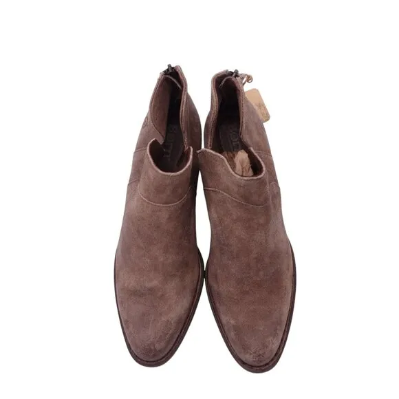 NWT Born Shari Bootie Ankle Boots Sz 8M Brown Suede Leather Stacked Heel Pull On