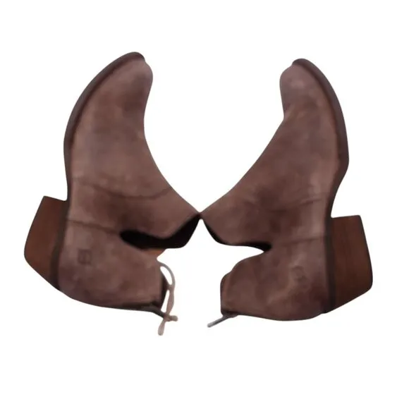 NWT Born Shari Bootie Ankle Boots Sz 8M Brown Suede Leather Stacked Heel Pull On
