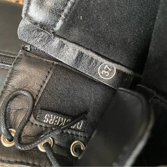 NWT Dockers by Gerli Black Silver Chain Mid Calf Combat Boots Size 37/US 6.5