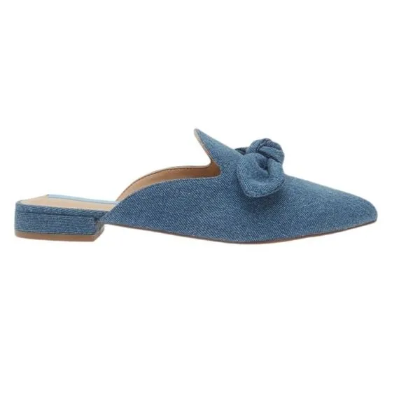 NWT DRAPER JAMES ANNALEE DENIM BOW TIE MULE WOMENS SIZE 8