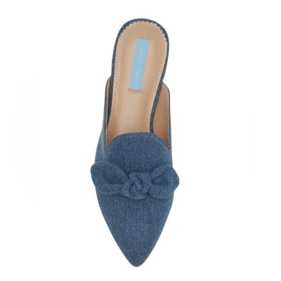 NWT DRAPER JAMES ANNALEE DENIM BOW TIE MULE WOMENS SIZE 8