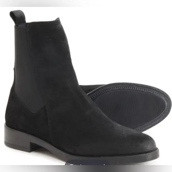 NWT EMANUELE CRASTRO Chelsea Black Italian Leather Distressed Boots Size 41 (10)
