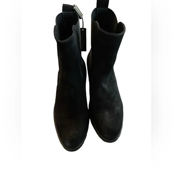 NWT EMANUELE CRASTRO Chelsea Black Italian Leather Distressed Boots Size 41 (10)