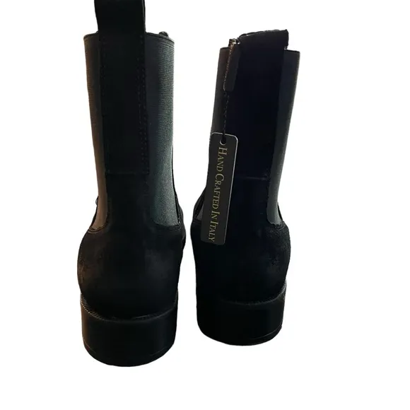 NWT EMANUELE CRASTRO Chelsea Black Italian Leather Distressed Boots Size 41 (10)