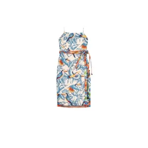 NWT Farm Rio Flying Toucans Tropical Print Open Back Midi Dress XS (0-2) Summer