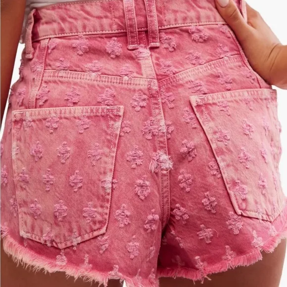 NWT! FREE PEOPLE Mixed Emotions Distressed High-Low Denim Shorts