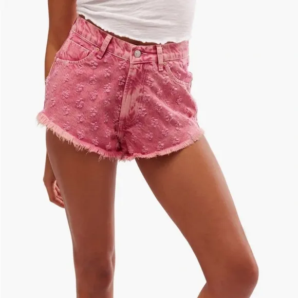 NWT! FREE PEOPLE Mixed Emotions Distressed High-Low Denim Shorts