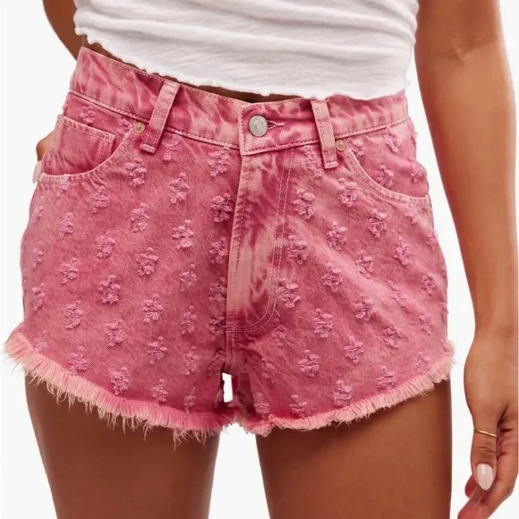 NWT! FREE PEOPLE Mixed Emotions Distressed High-Low Denim Shorts