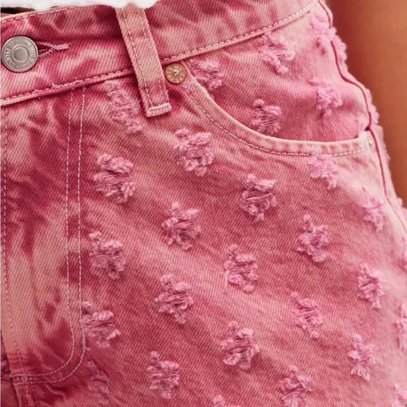 NWT! FREE PEOPLE Mixed Emotions Distressed High-Low Denim Shorts