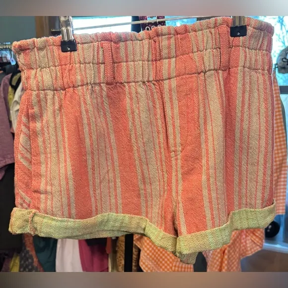 NWT Free People We The Free Solar Flare Baja Striped Shorts - sky Blue Combo - M